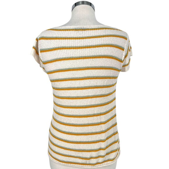 Madewell Striped Short Sleeve Sweater Top White Yellow Size Small - Picture 6 of 9